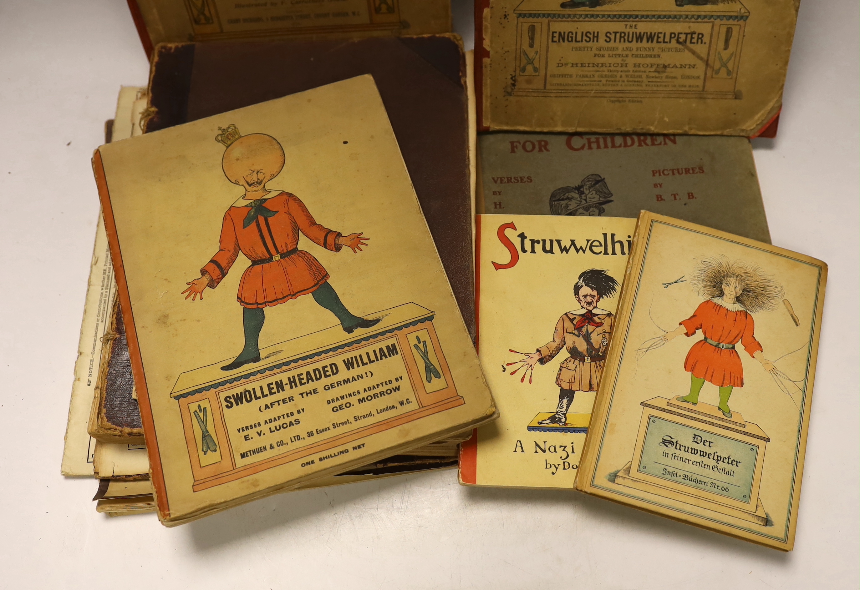 A quantity of different versions of Struwwelpeter and other books